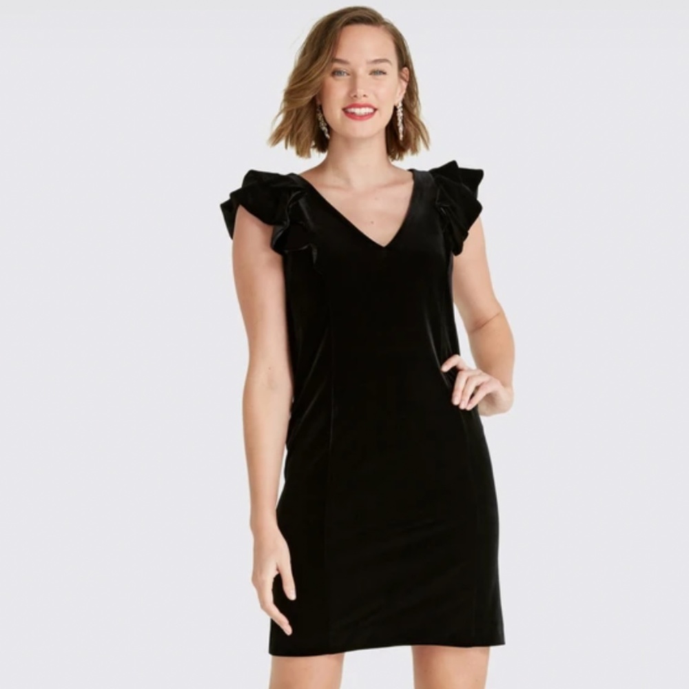 NWT Draper James Velvet Ruffle Shoulder Dress